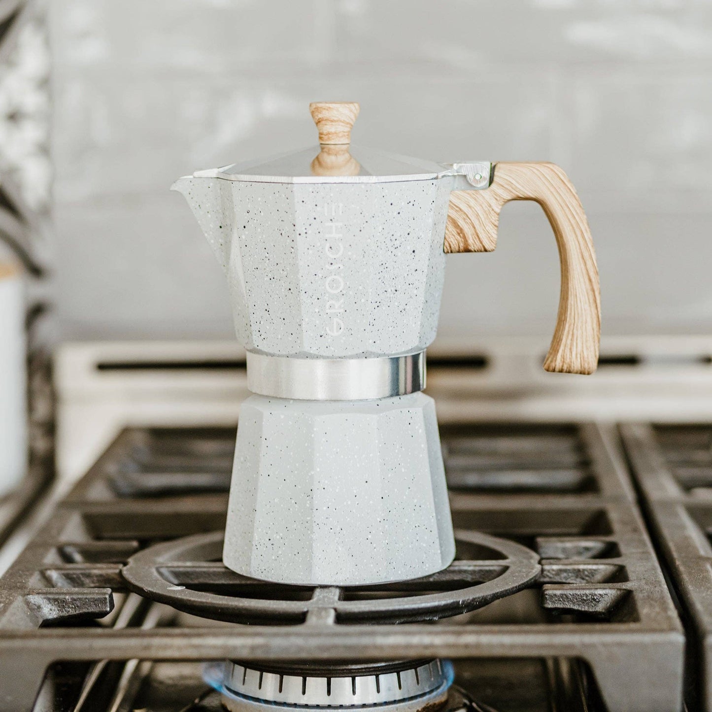 Milano Stone Stovetop Espresso Maker 6 Cup - Fossil Grey