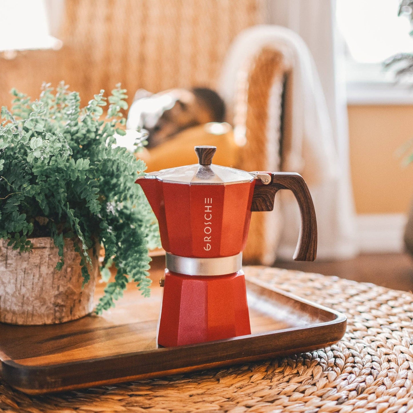 Grosche Milano Stovetop Espresso Maker 6 Cup - Red