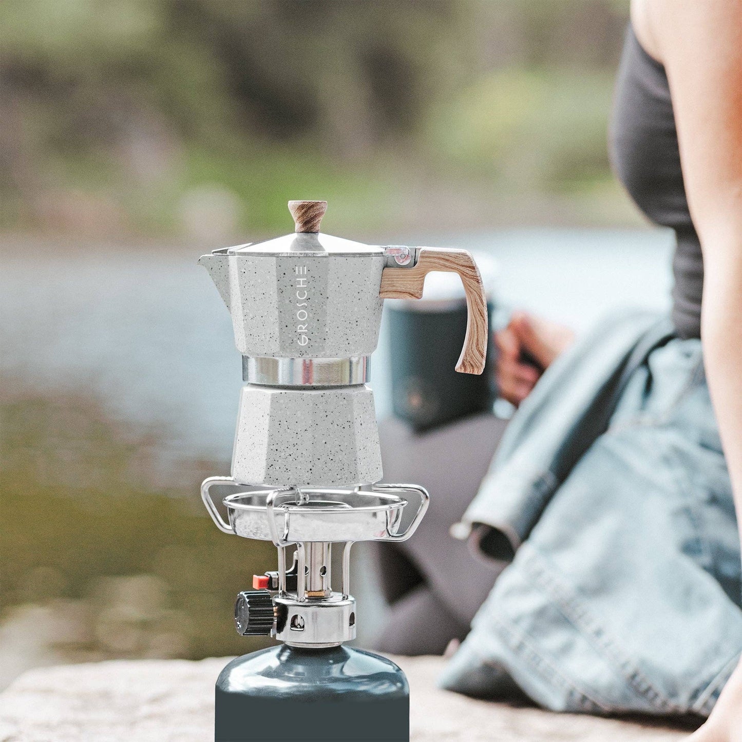 Milano Stone Stovetop Espresso Maker 6 Cup - Fossil Grey
