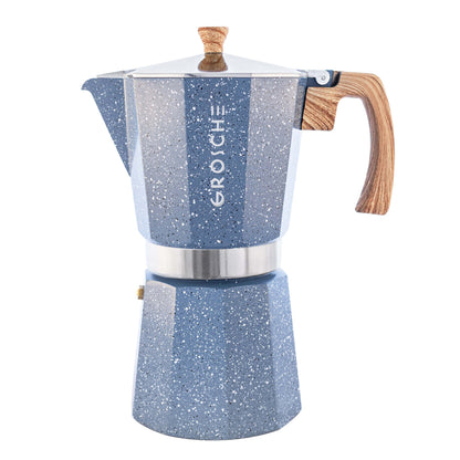 Milano Stone Stovetop Espresso Maker 6-9 Cup  - Indigo Blue