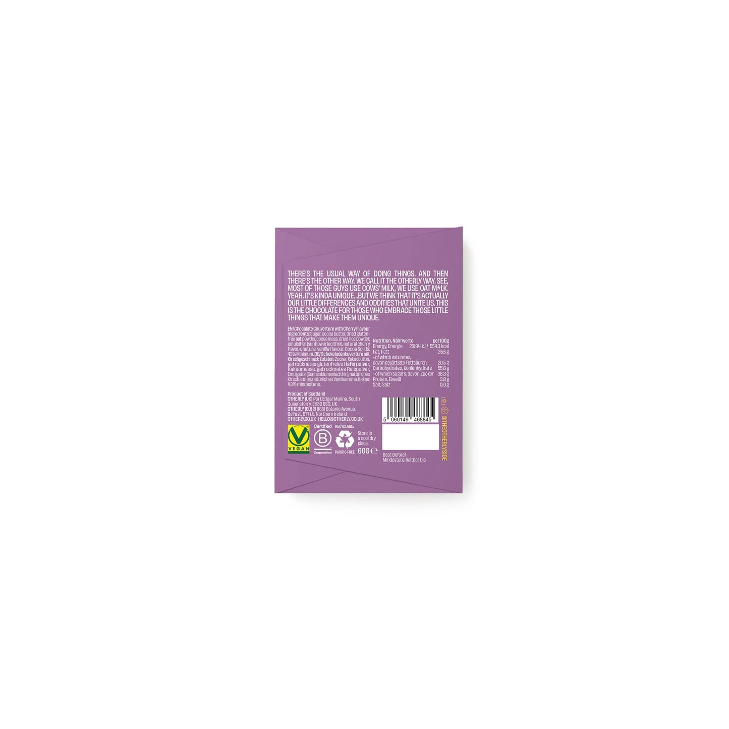 Cherry Oatm*lk Chocolate Bar 60g | Vegan | Creamy